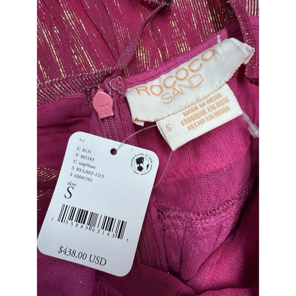 Rococo Sand Shimmery Red Metallic V-Neck Tiered Maxi Dress - Picture 7 of 8
